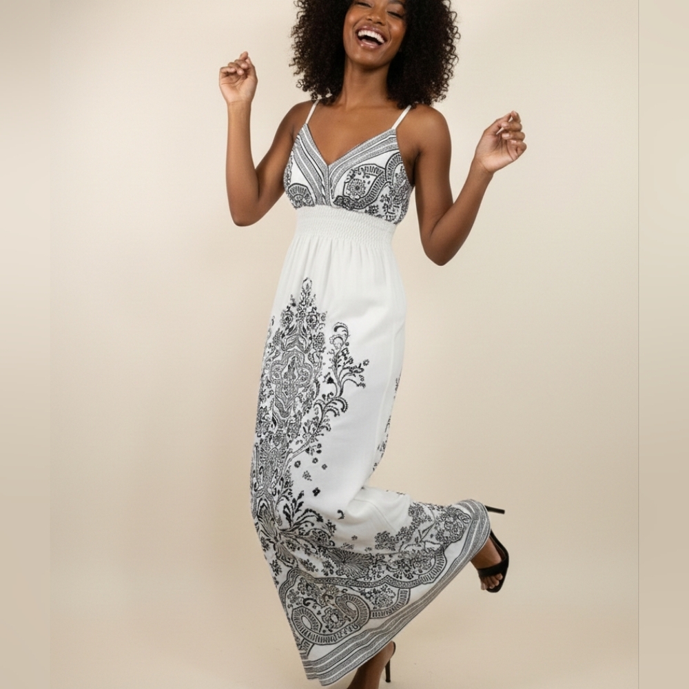 She's Cool Elegant Black and White Maxi Dress